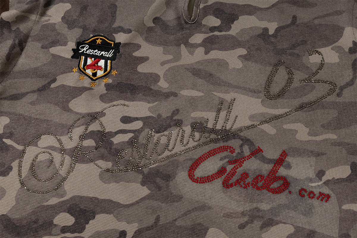 Camouflage Contrast Sleeve Embroidery Hoodie