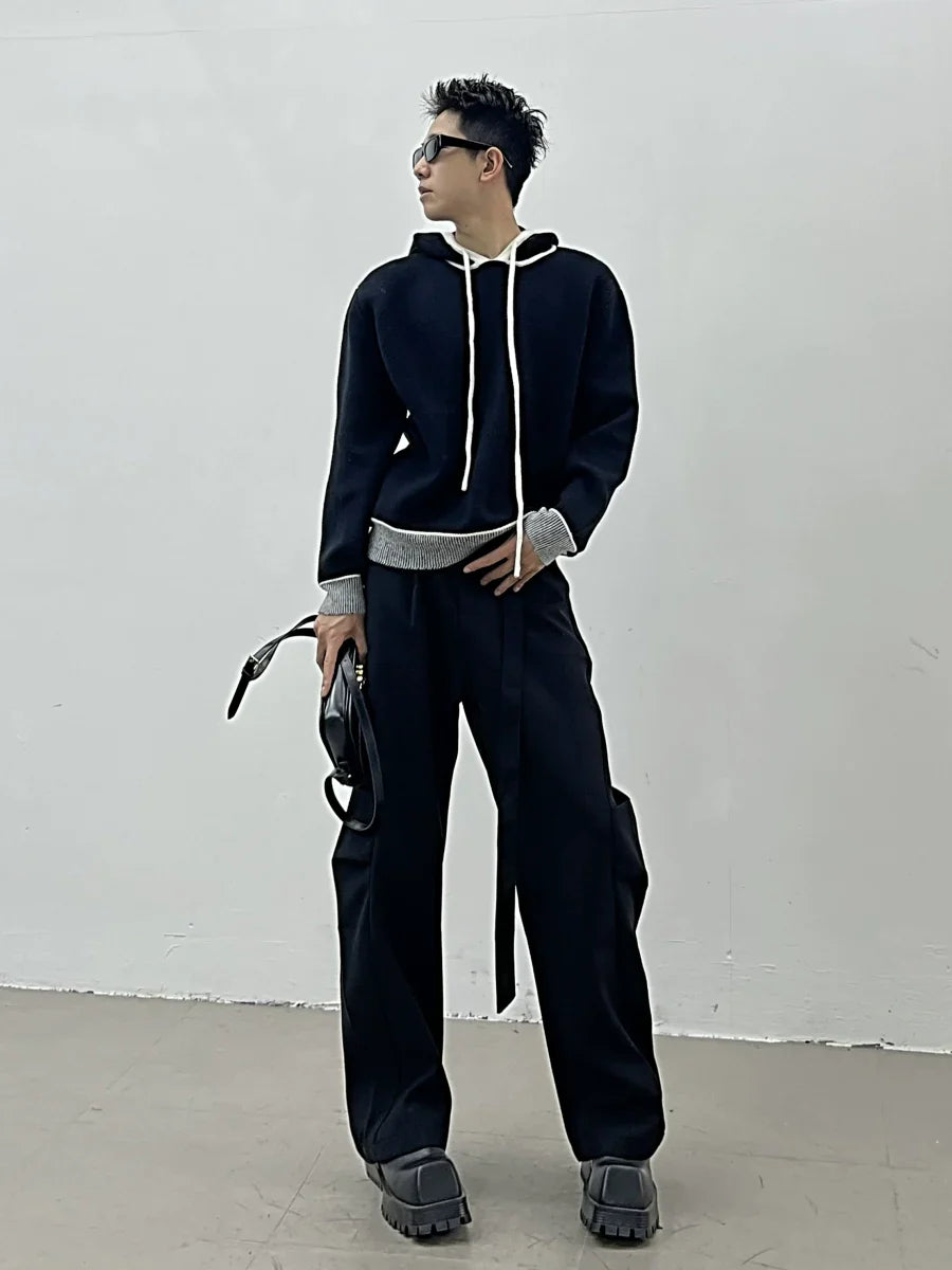 Colorblock Pullover Knit Hoodie