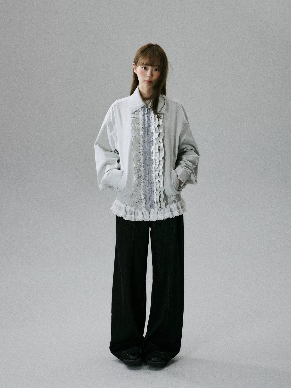 Ruffled Lace Detail Jacket