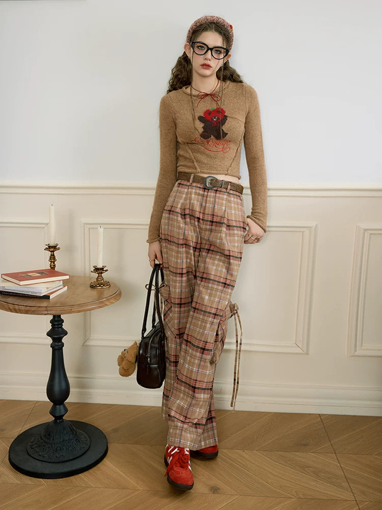 Plaid Wide-Leg Pants