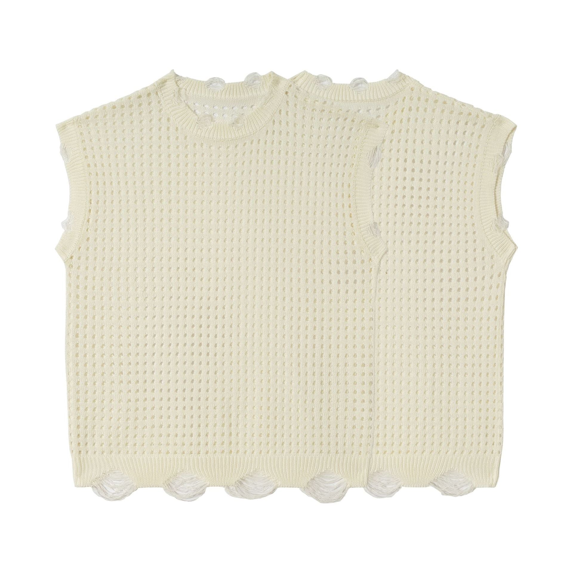 Mesh Damage Design Knit Vest