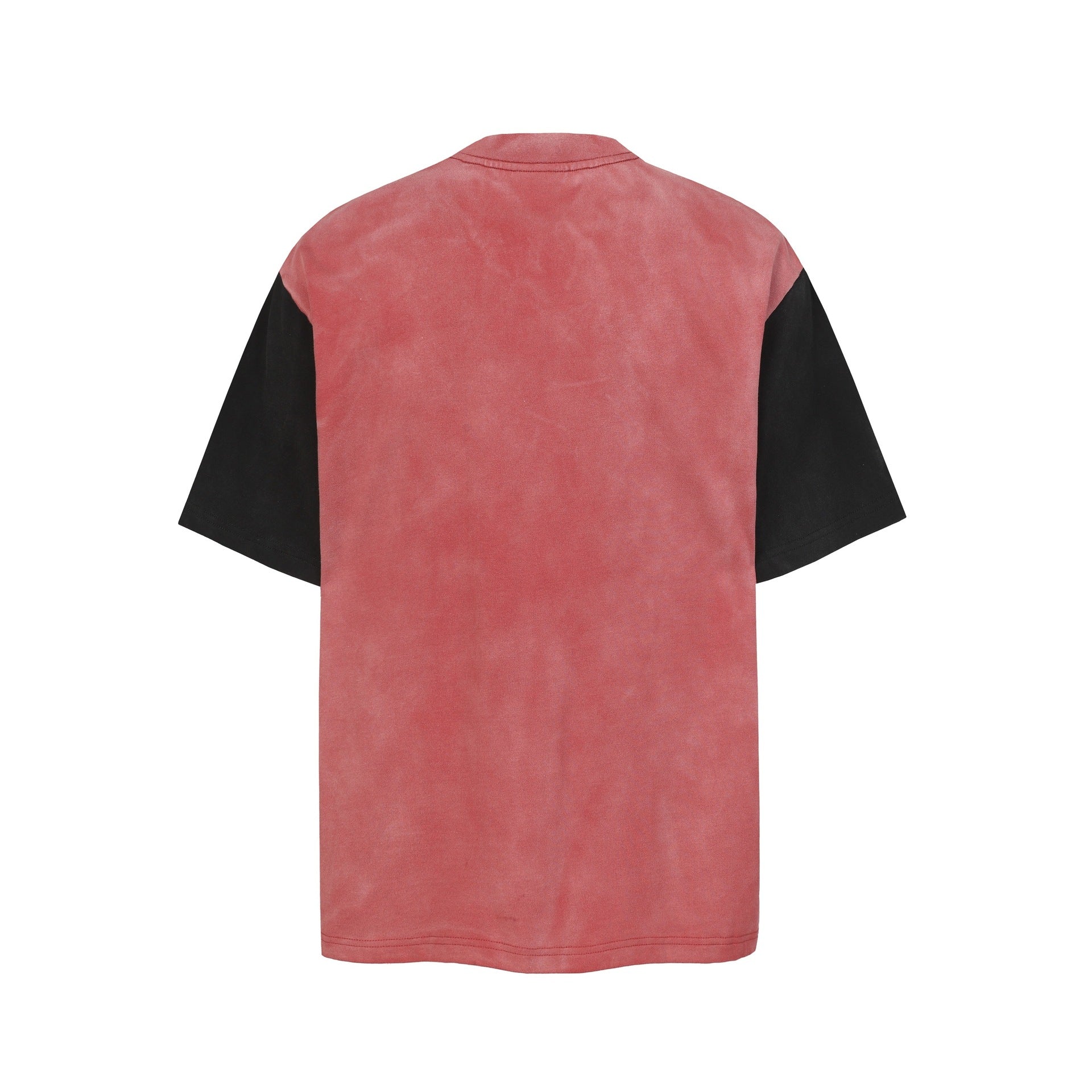 Letter Print Patchwork Wash Damage Short Sleeve T-Shirt