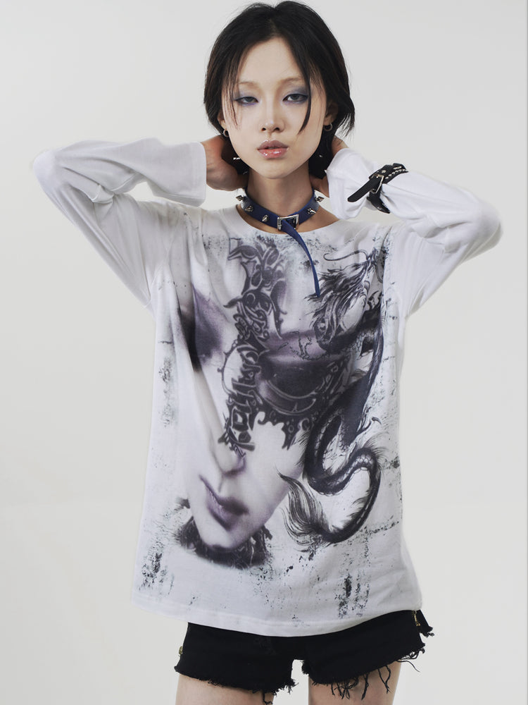 Graffiti Print Long Sleeve T-Shirt