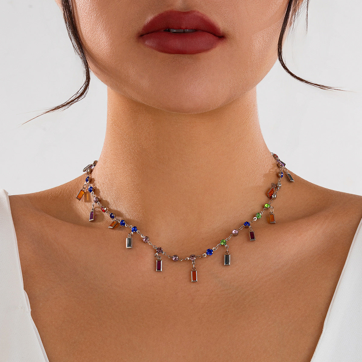 Gemstones Pendants Clavicle Chain