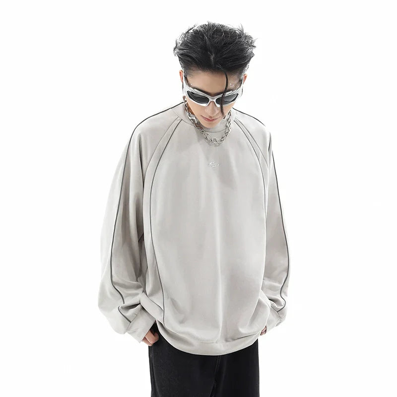 Reflective Suede Oversize Pullover Sweatshirt