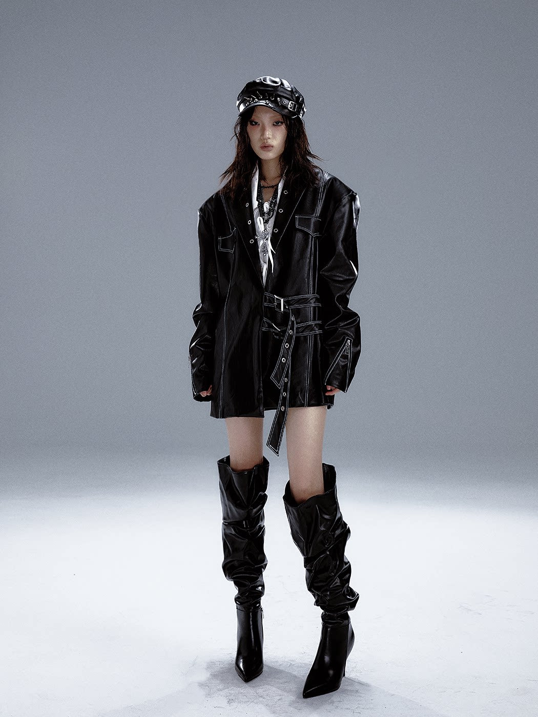 Metal Accents Heavy PU Leather Jacket