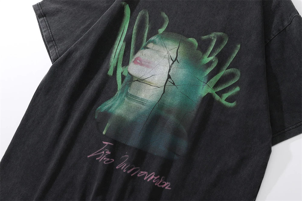 T-shirt gothique délavé pour fille