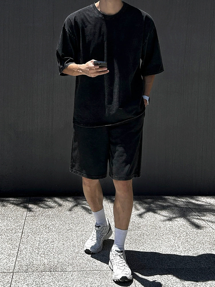 Washed Oversize Short Sleeve T-Shirt & Washed Straight Short Setup