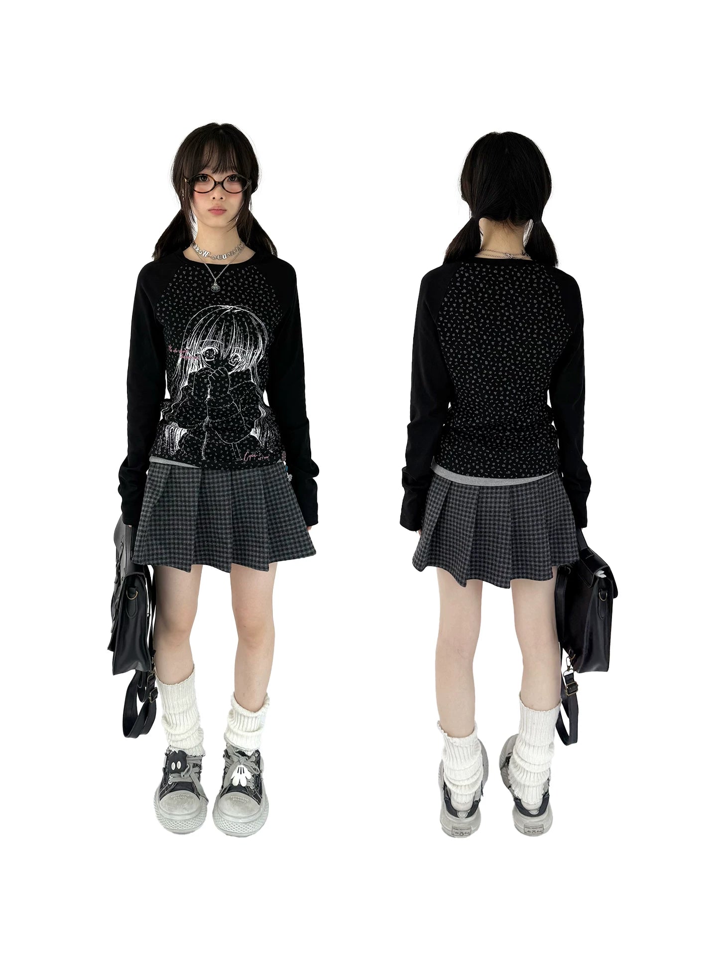 Graphic Speckled Print Long Sleeve T-Shirt