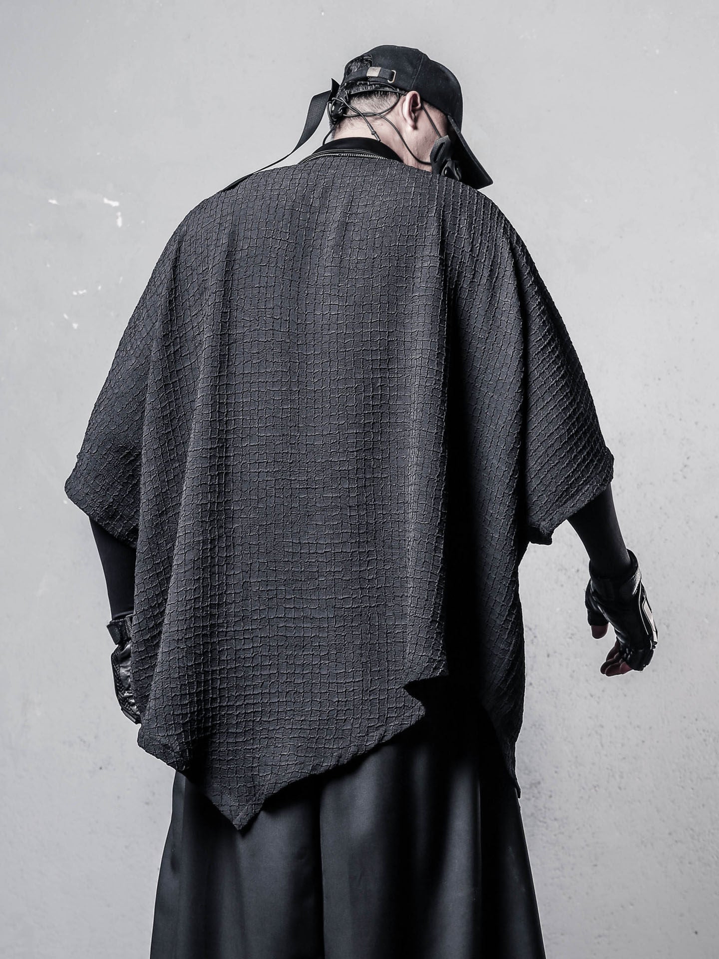 Irregular Texture Batwing Short Sleeve Shirt