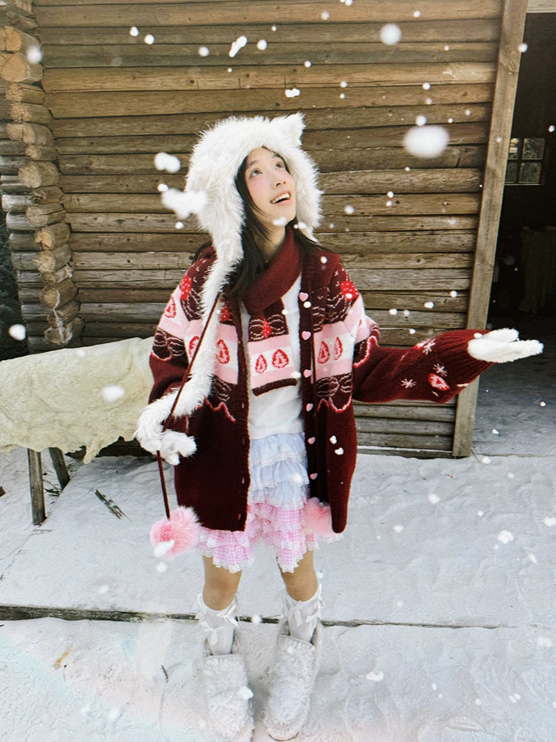 Strawberry Cake Knit Cardigan