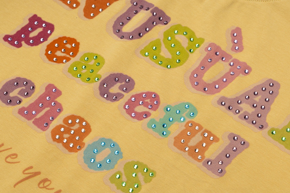 Letter Studs Oversize Short Sleeve T-Shirt