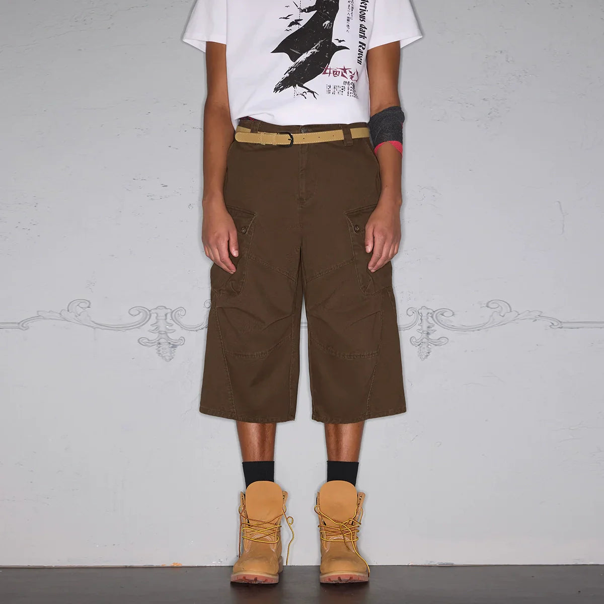 Pleats Wide Leg 3D Pocket Cargo Short