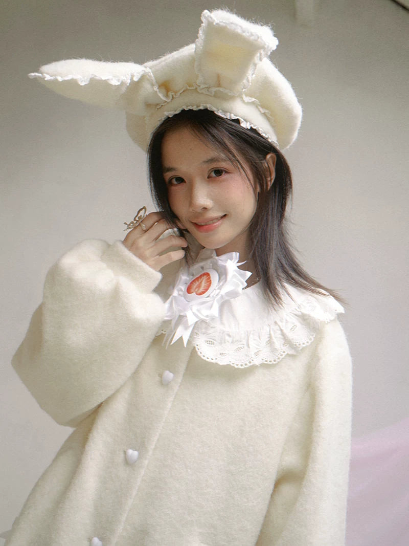 Lace Bow Puff Sleeve Coat