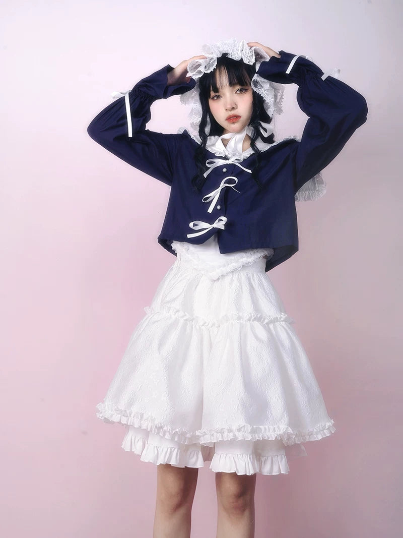 Bow Lace-Up Jacquard Lightweight Jacket