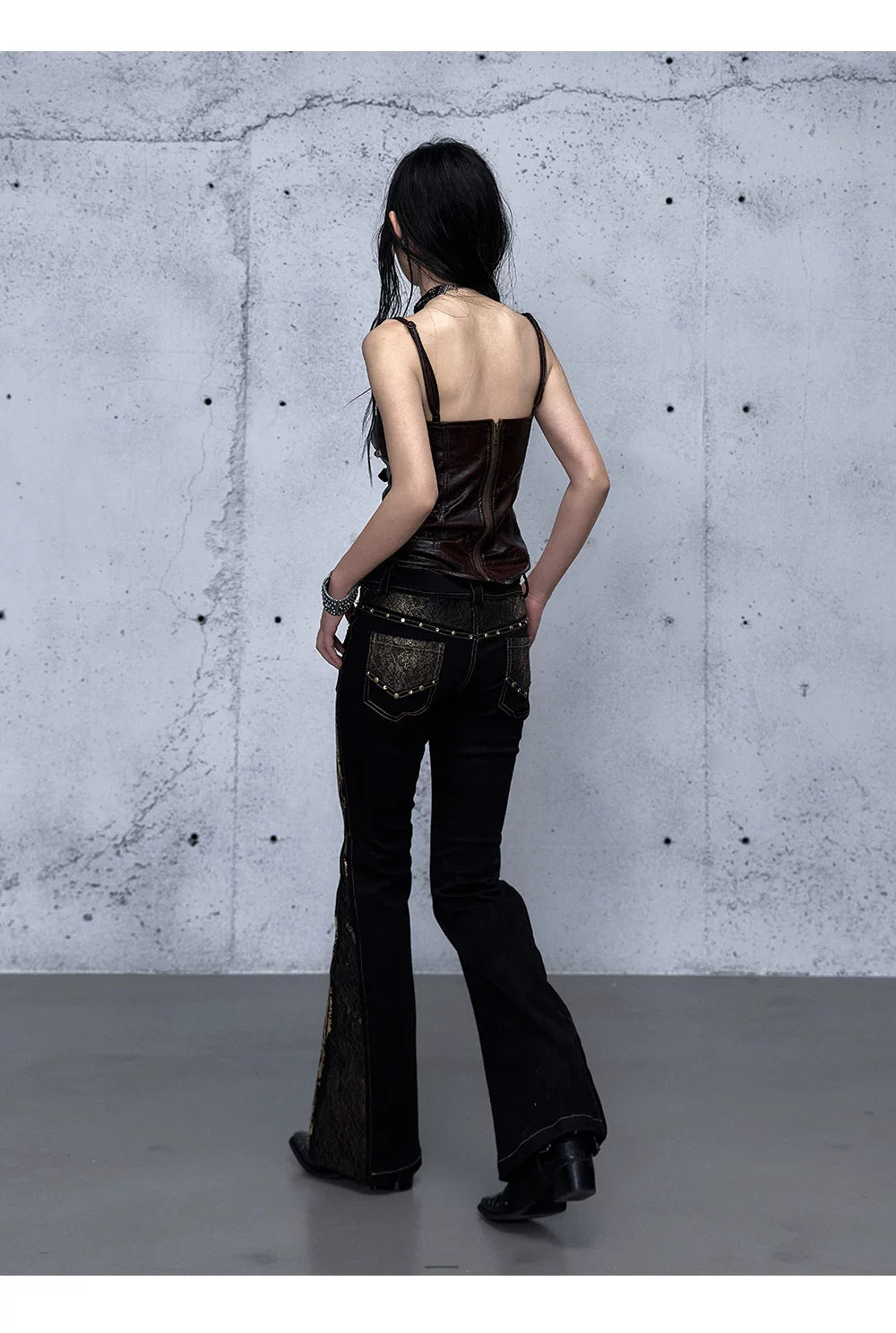 Embroidery Low Rise Straight Denim Jeans