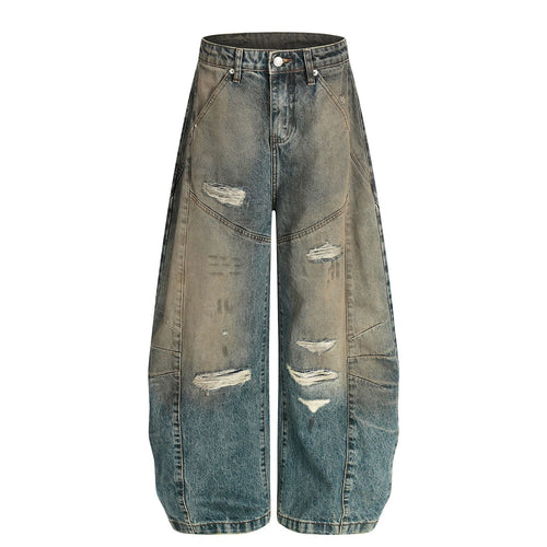 Calça Jeans de Deconstrução Lavada - Azul / S