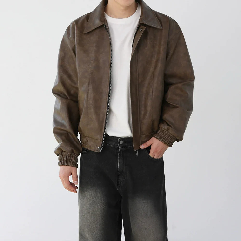 Zipper PU Leather Jacket