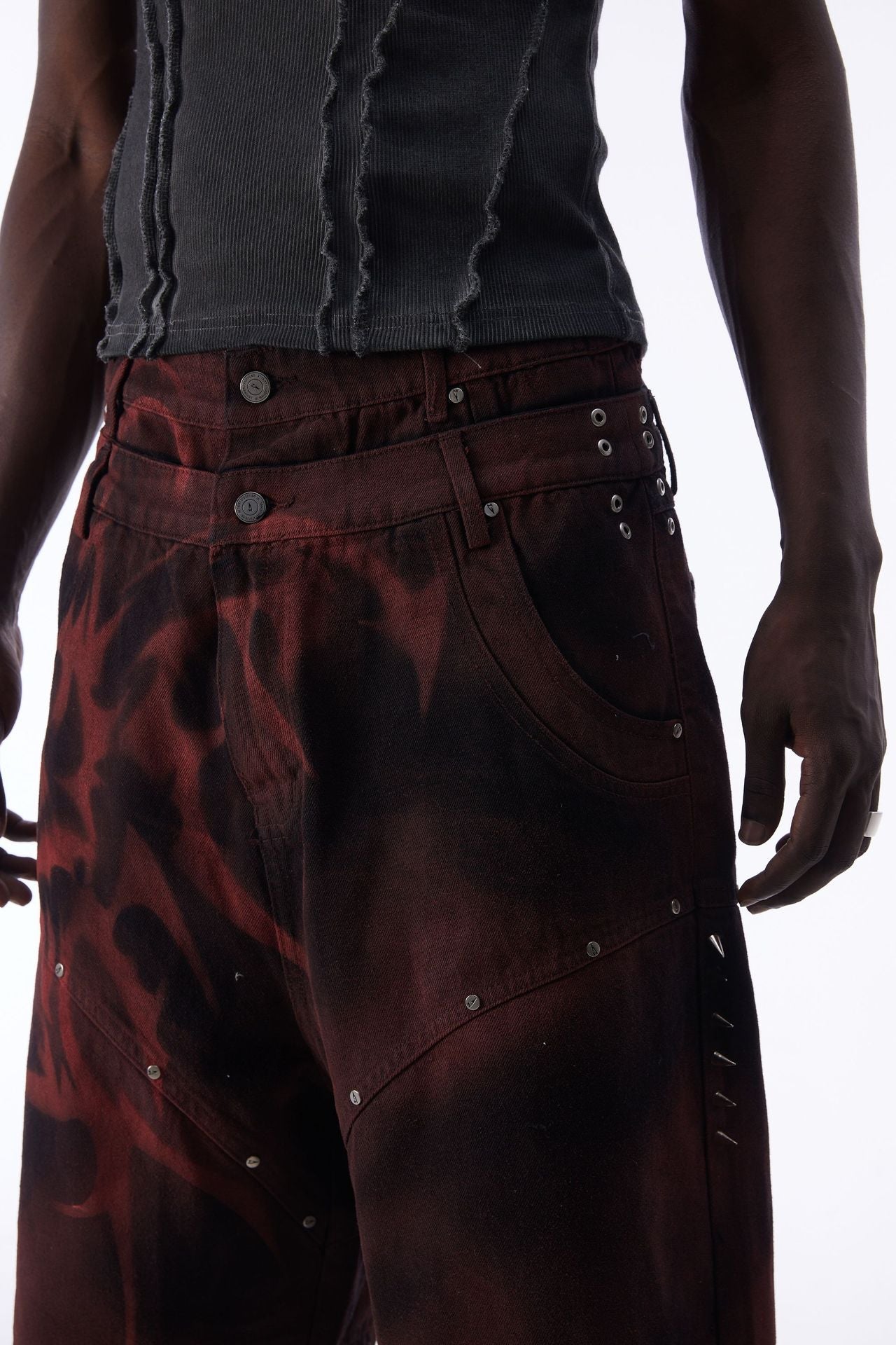 Washed Graffiti Dirty-Dye Denim Jort