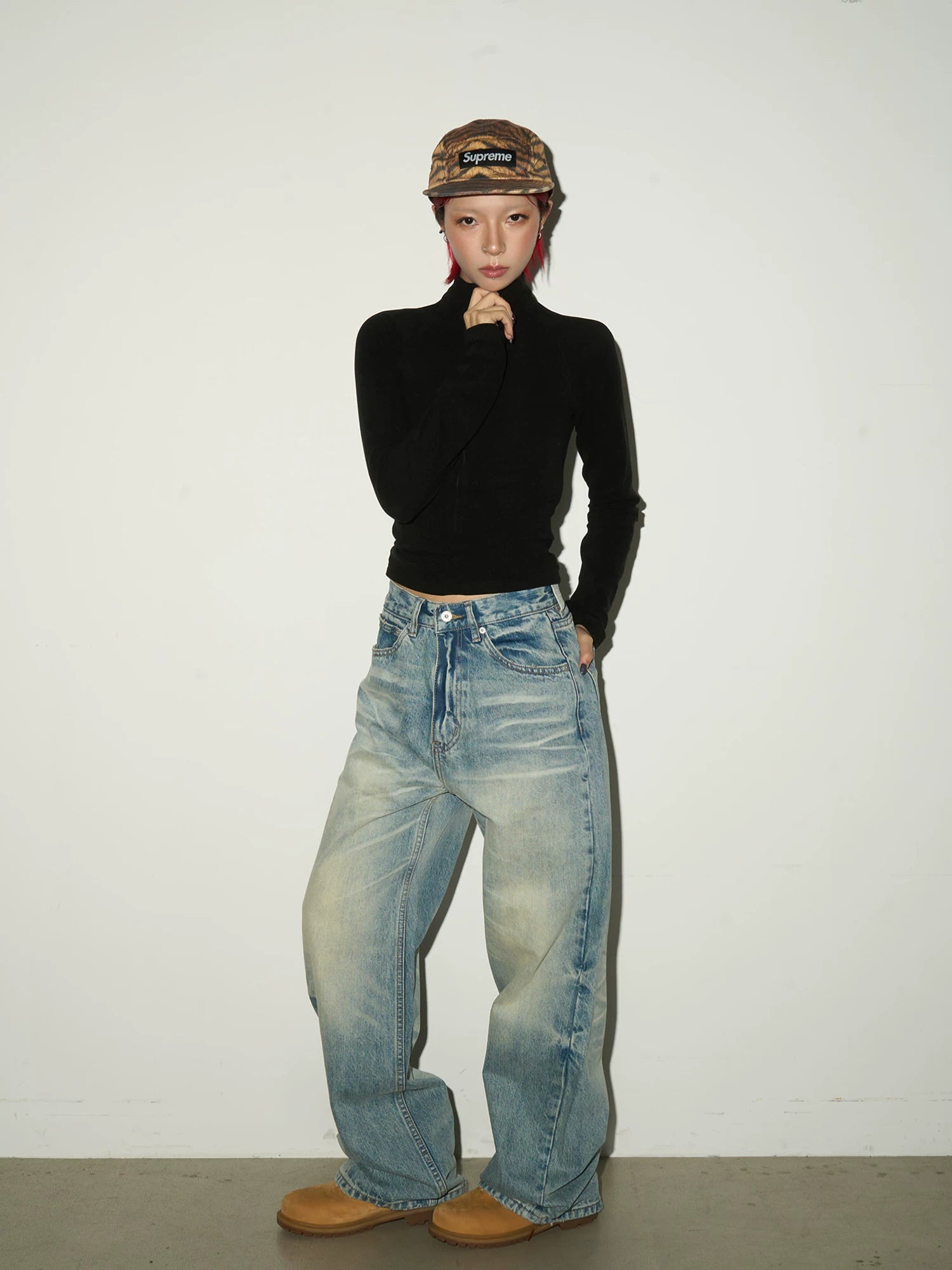 Half Zip Fitted Long Sleeve T-Shirt