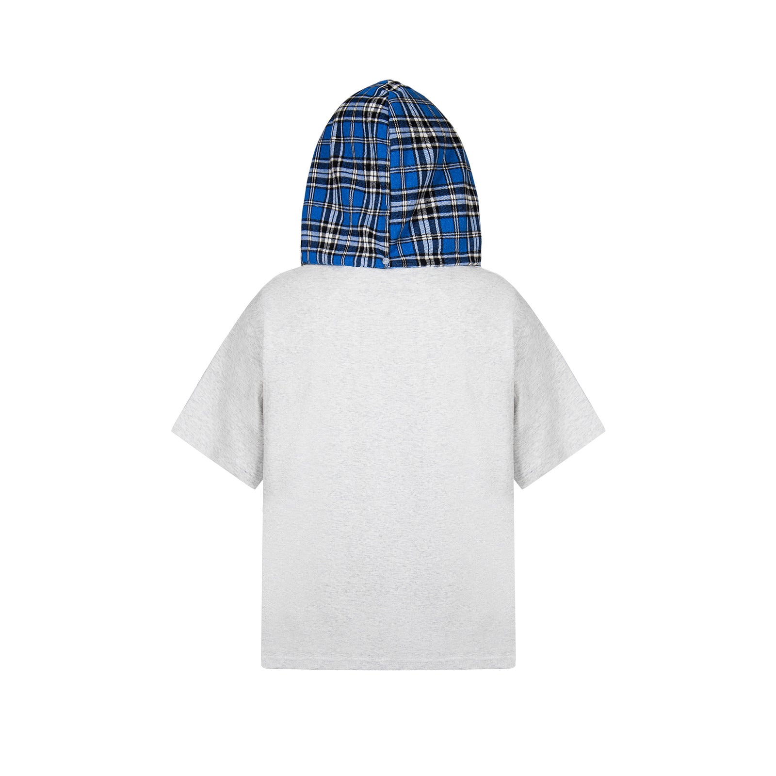 Camiseta con capucha y capa a cuadros con insignia desmontable
