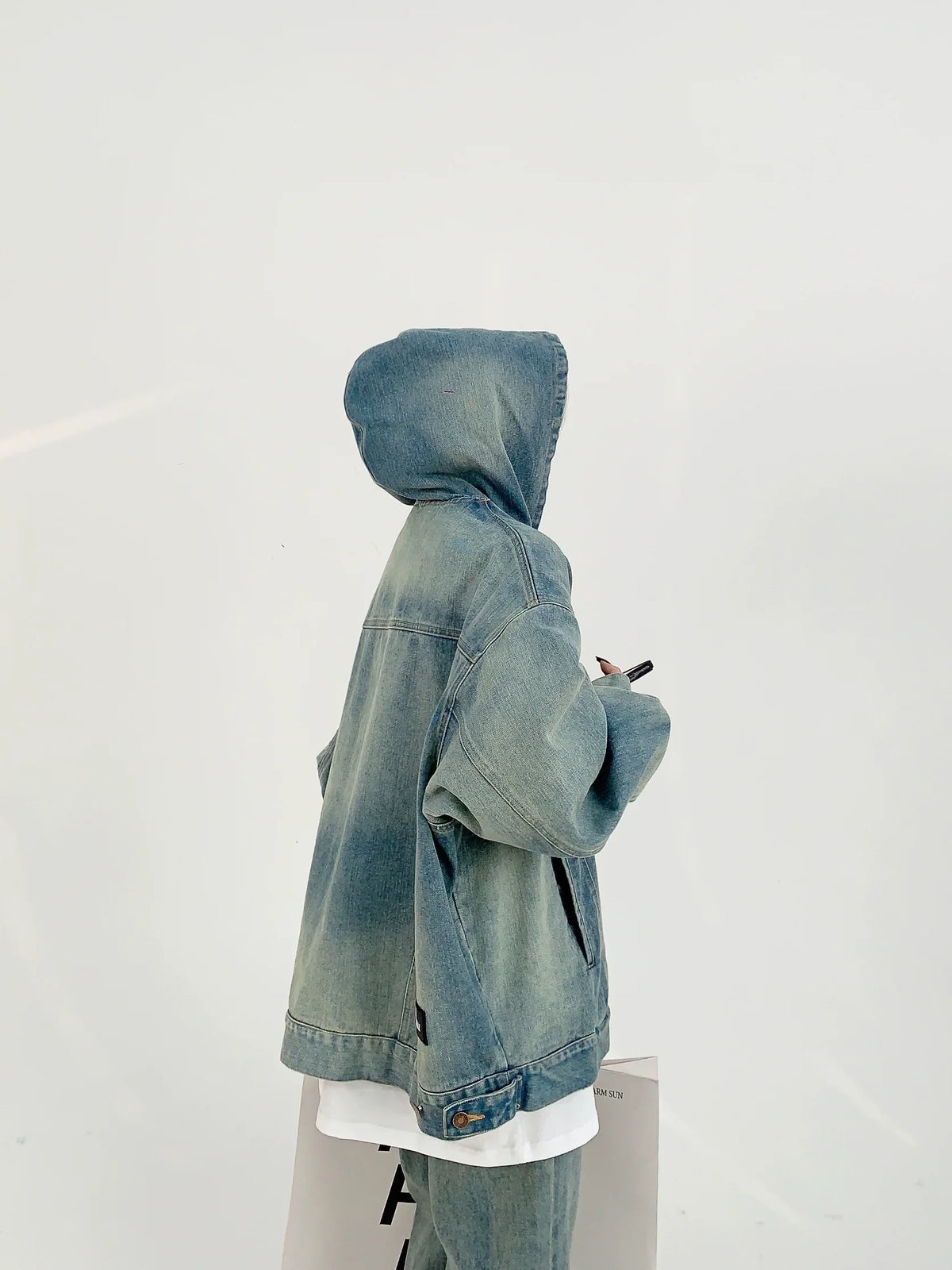 Oversize Pullover Denim Hoodie