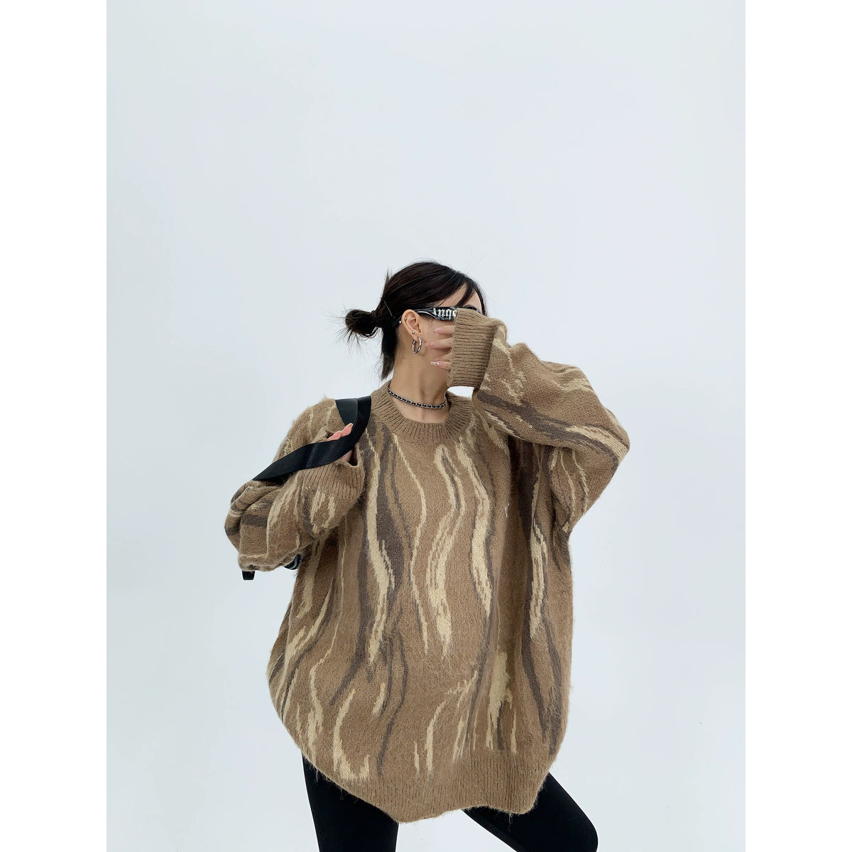 Pull oversize en maille à rayures Mrble