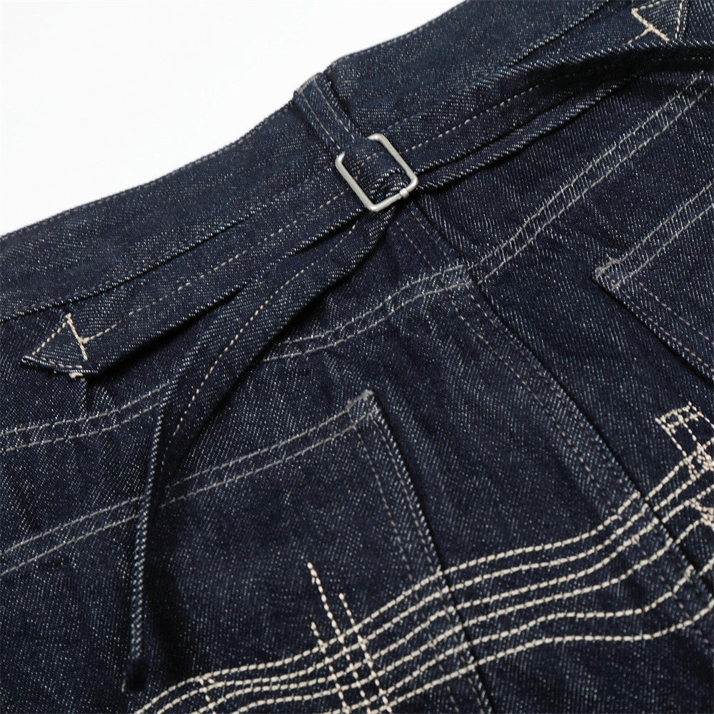 Musical Embroidery Wide-Leg Jeans
