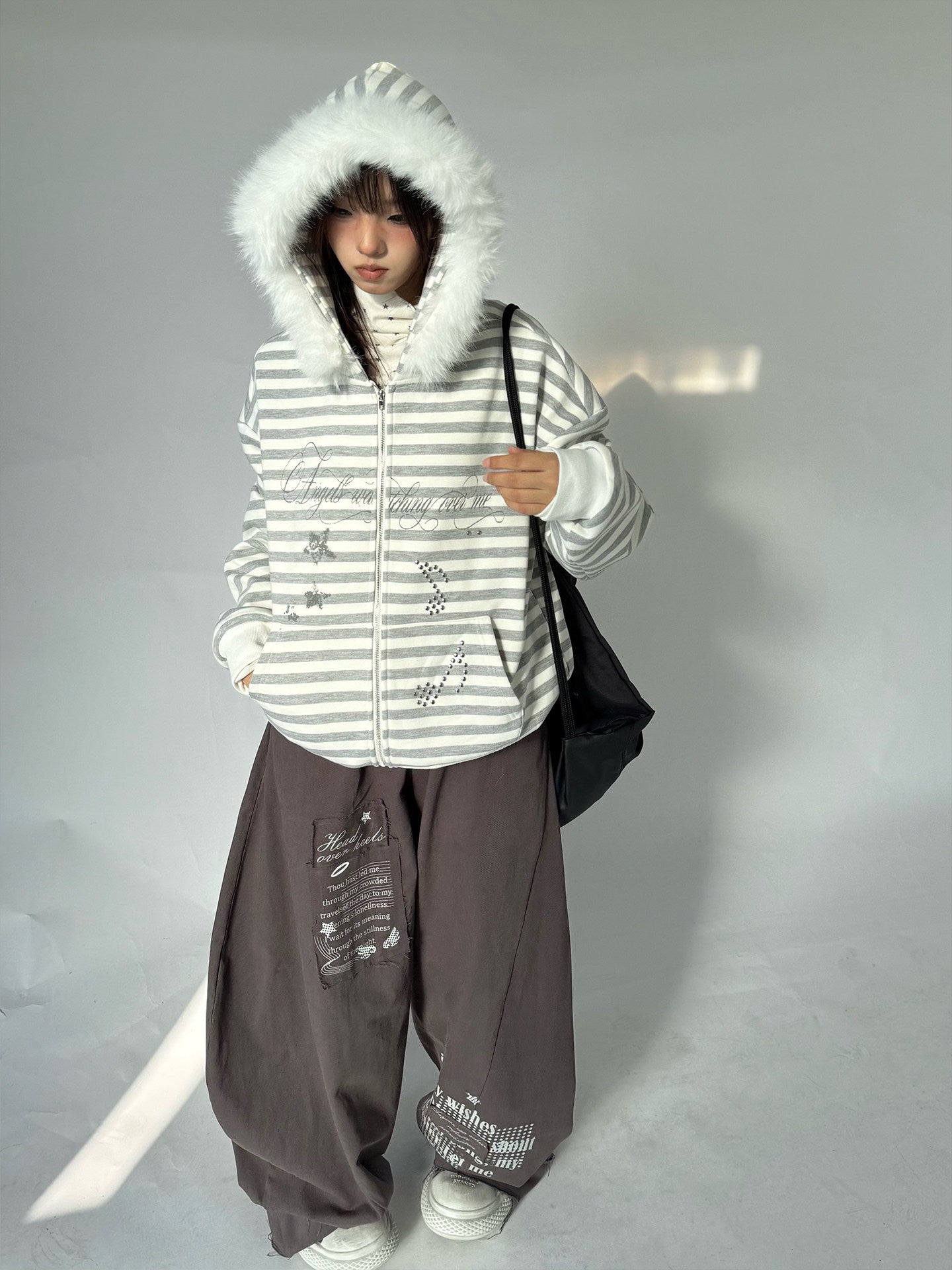 Detachable Fur Collar Fleece Lining Hooded Jacket