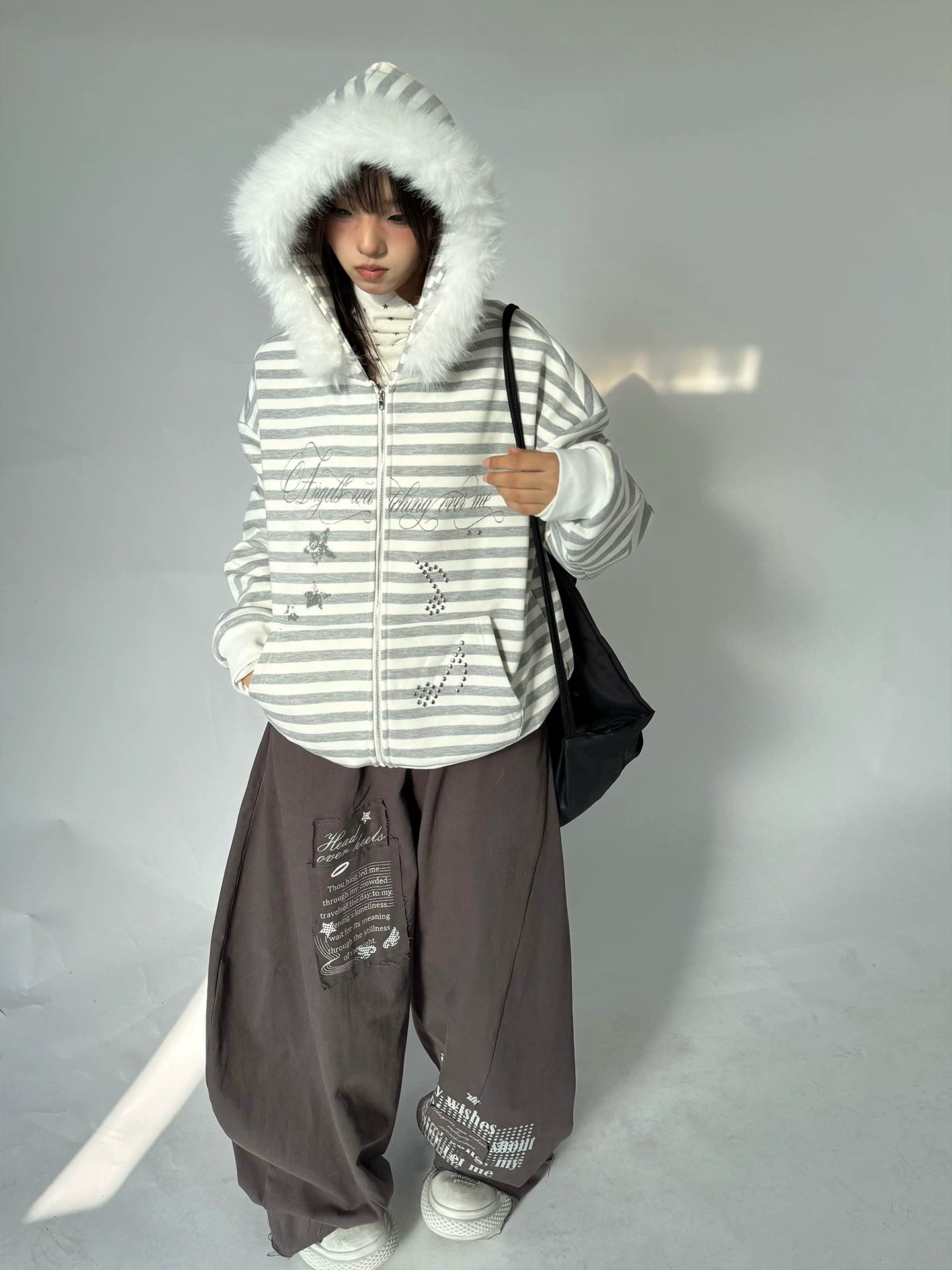 Detachable Fur Collar Fleece Lining Hooded Jacket