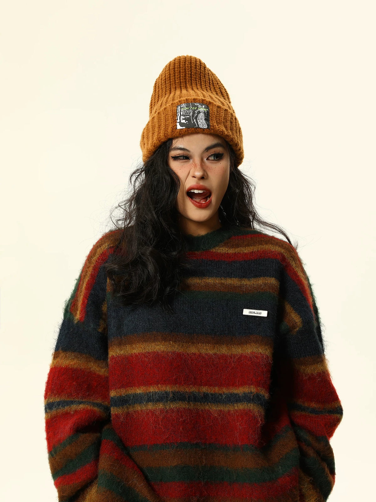 Retro Contrasting Knit Sweater