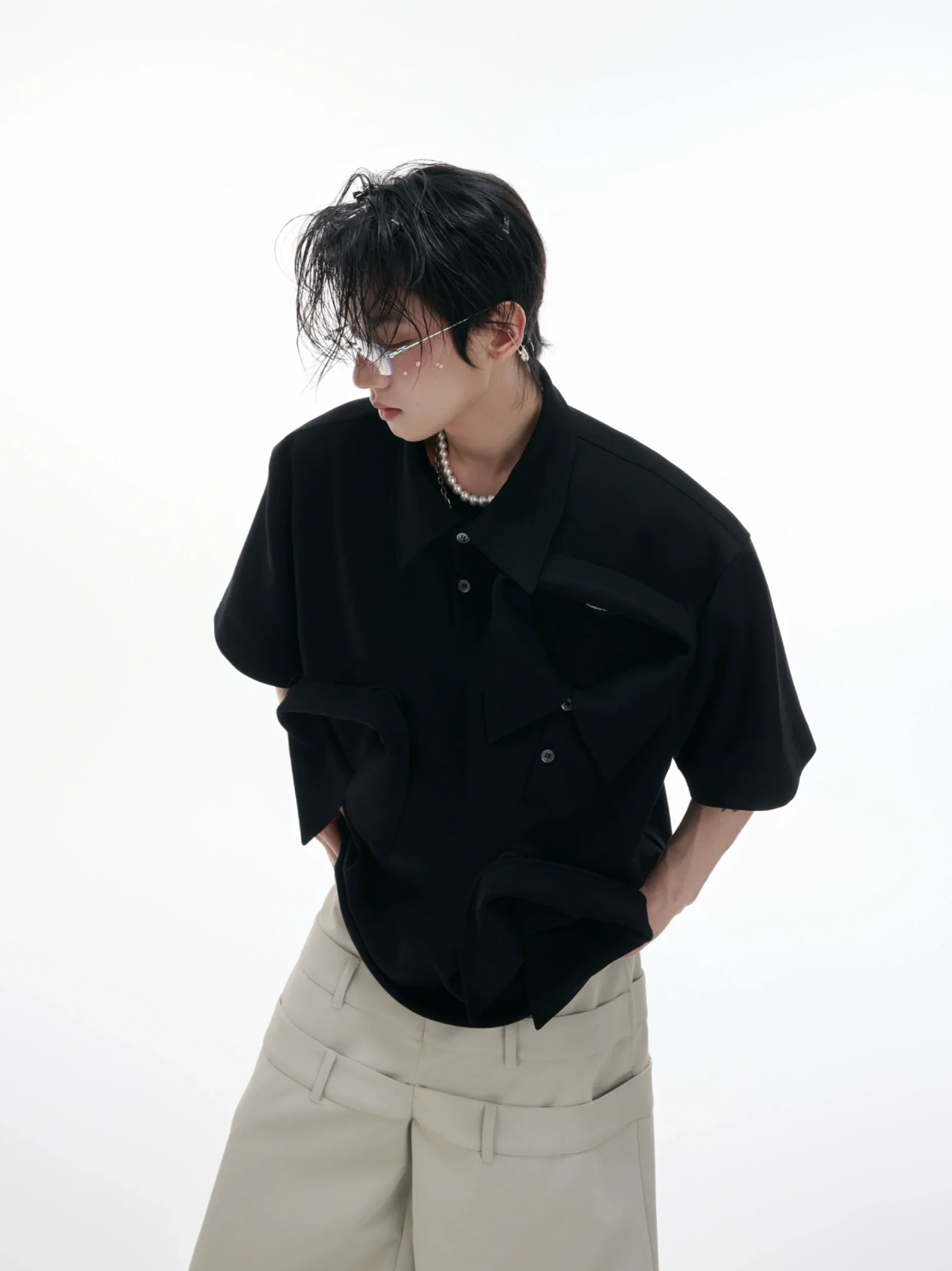 Multi-Collar Cotton Heavyweight Short Sleeve Polo Shirt