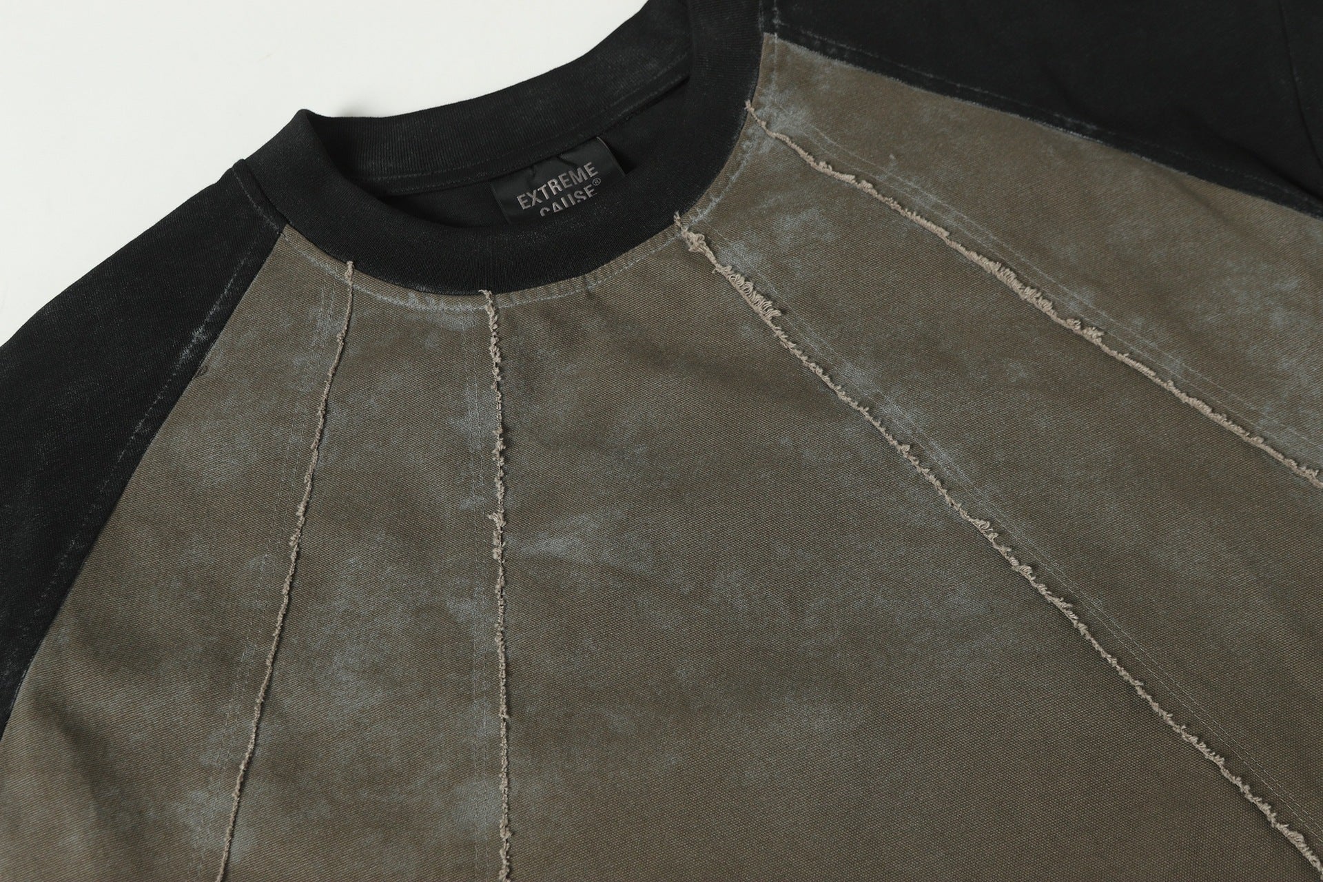 Washed Raw-Edge Splice Short Sleeve T-Shirt