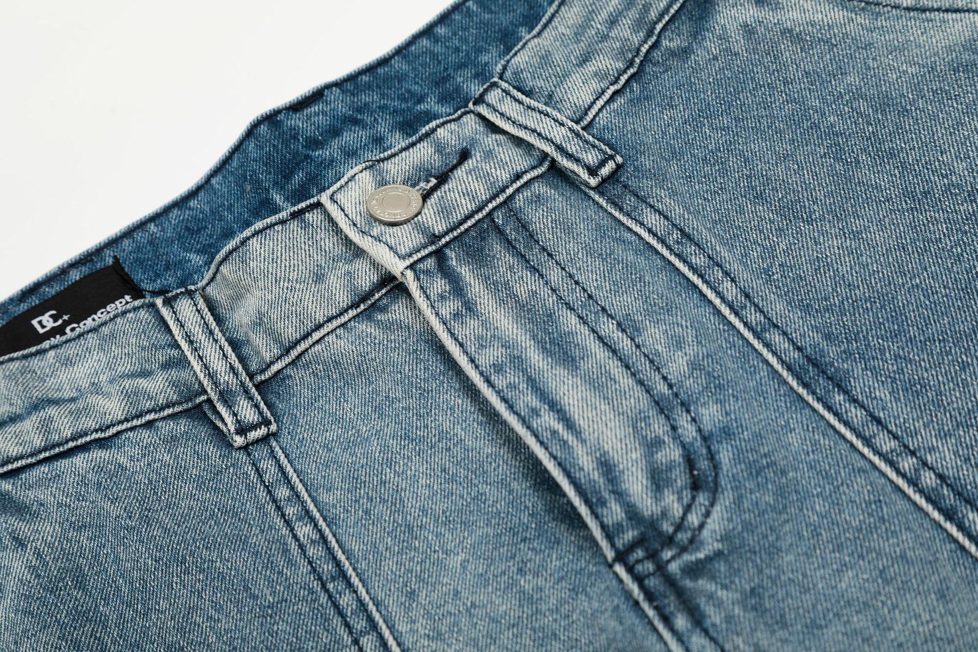 Washed Multi Pocket Curved Denim Jeans