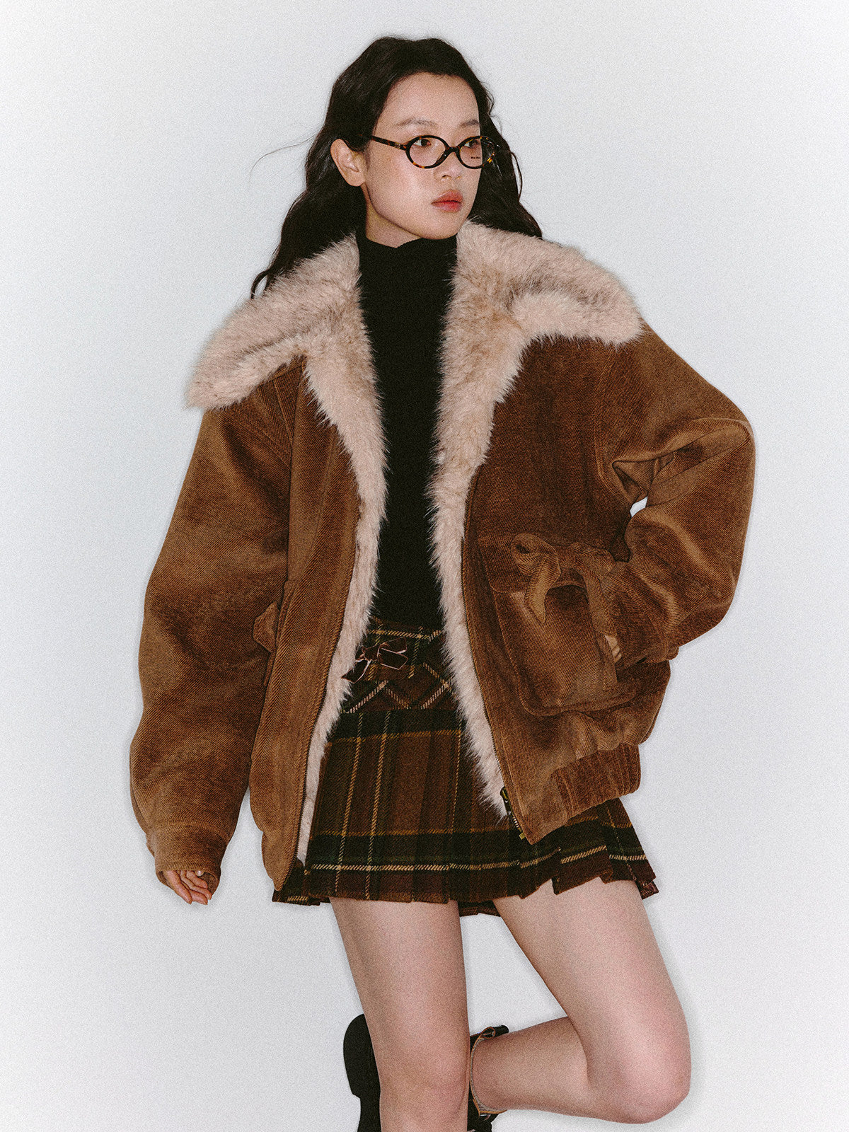 Plaid Pleated Short Skirt