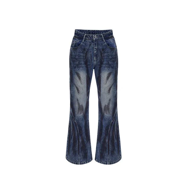 Wrinkles Sleeve Stand Neck Denim Jacket & Micro Flare Denim Jeans Setup