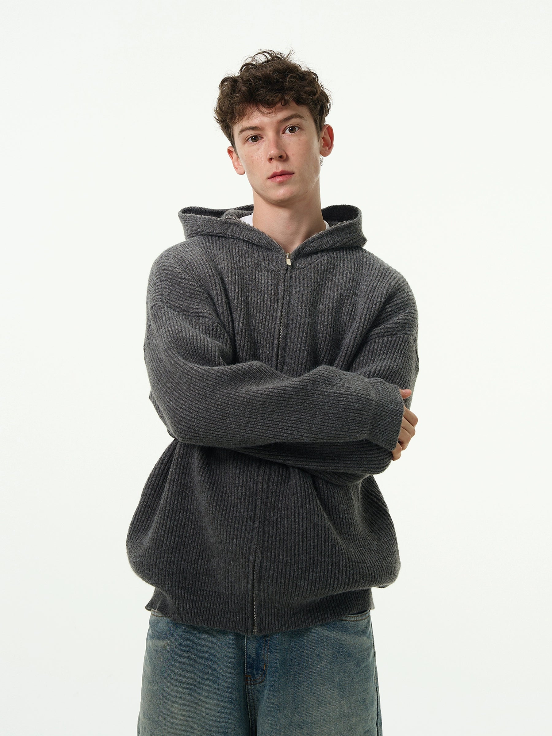 Cardigan en tricot à capuche