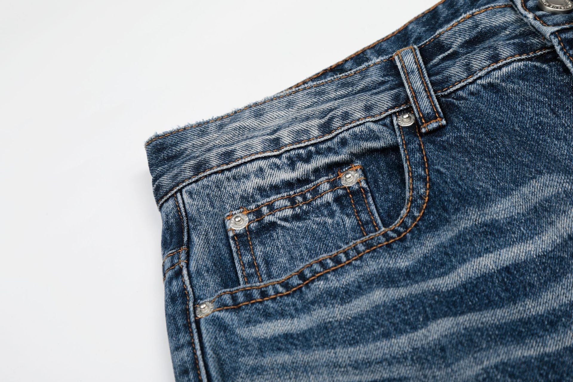 Whisker Washed Flare Denim Jeans