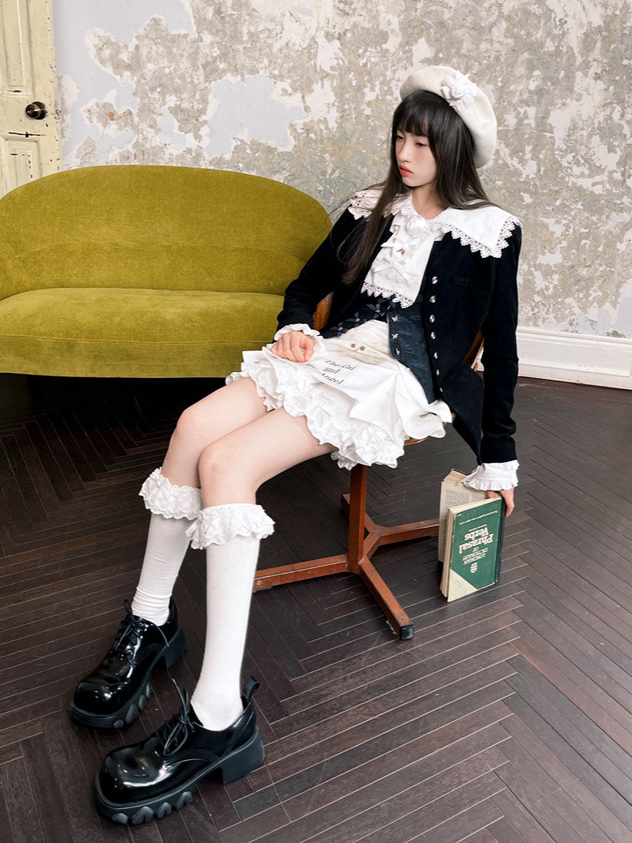 Rose Jacquard Sailor Collar Jacket
