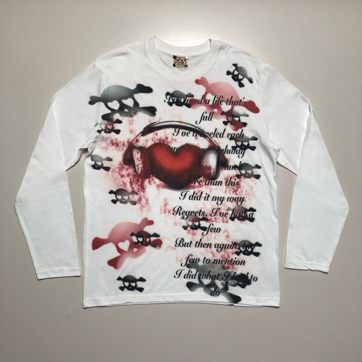 Heart Skull Print Long Sleeve T-Shirt