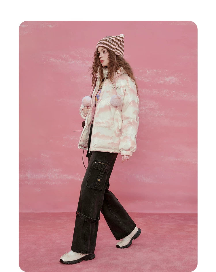 Oversize High-Neck White Duck Down Jacket