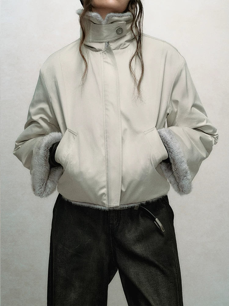 Reversible Short Fake Fur Zipper Jacket