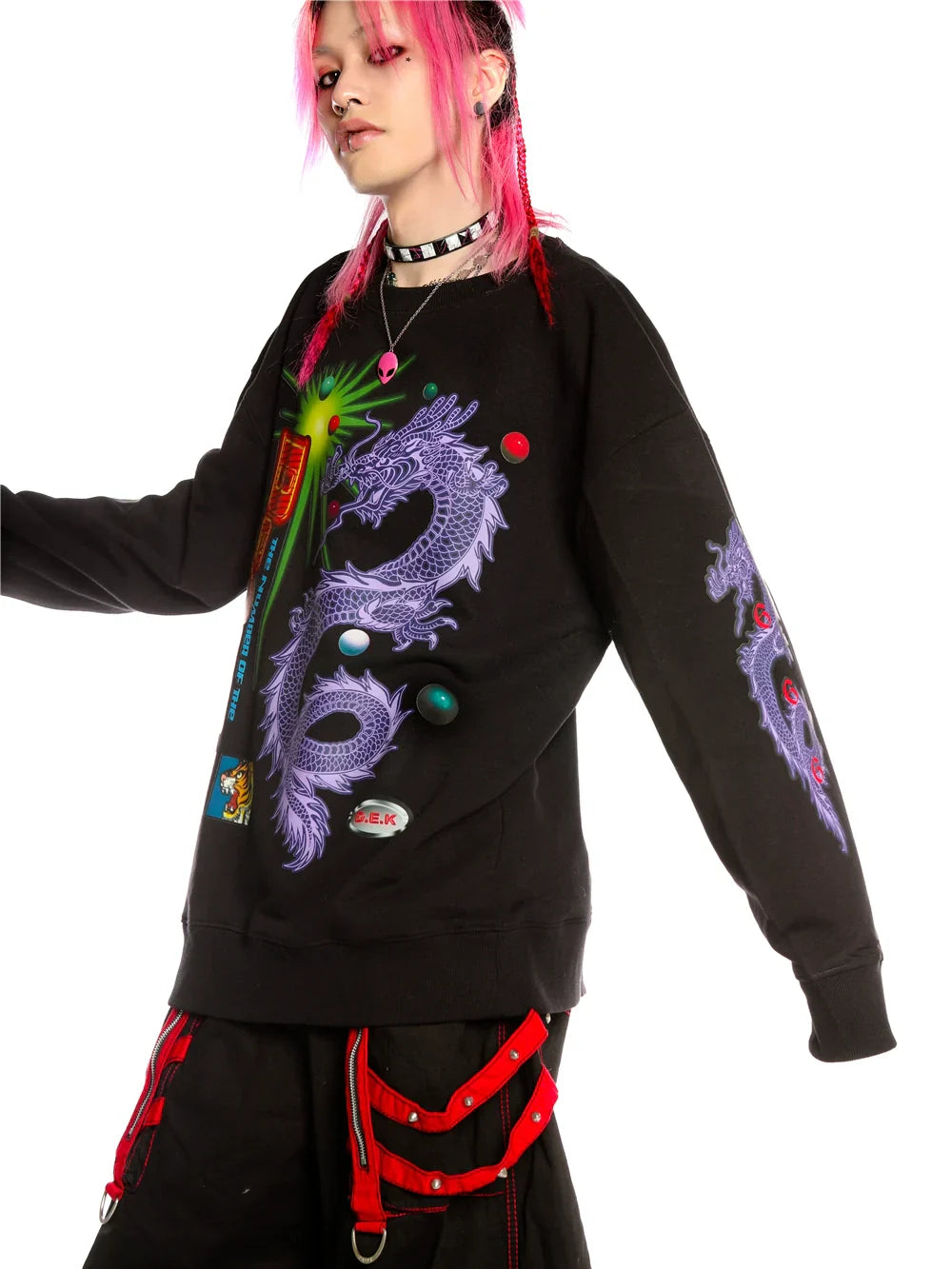 Dragon Art Print Long Sleeve Sweatshirt