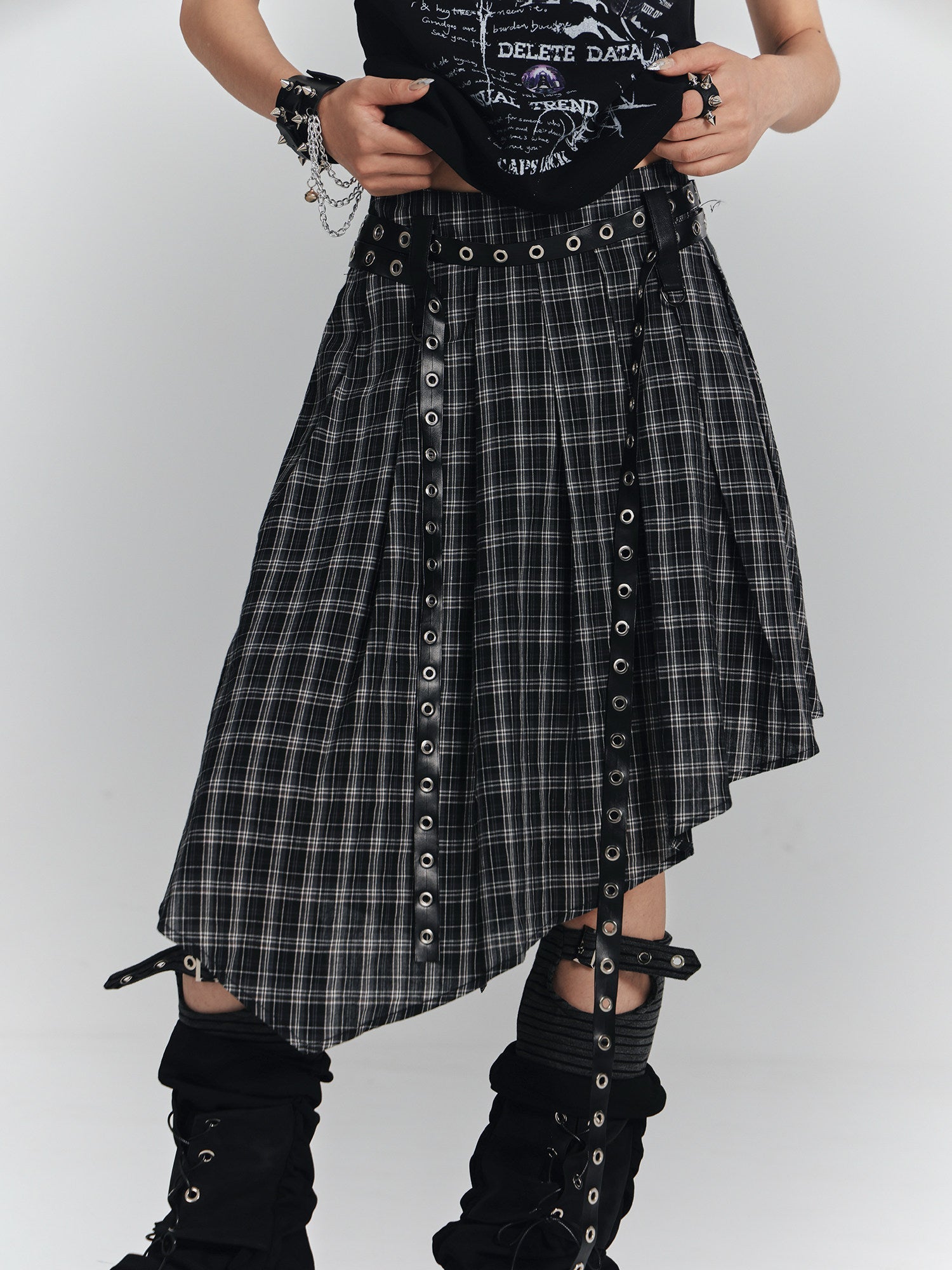 Irregular Plaid A-Line Skirt
