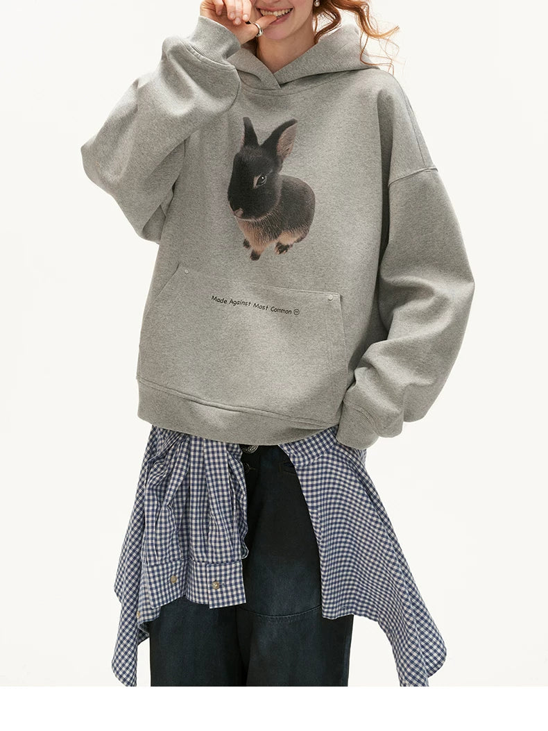 Rabbit Print Loose Hoodie