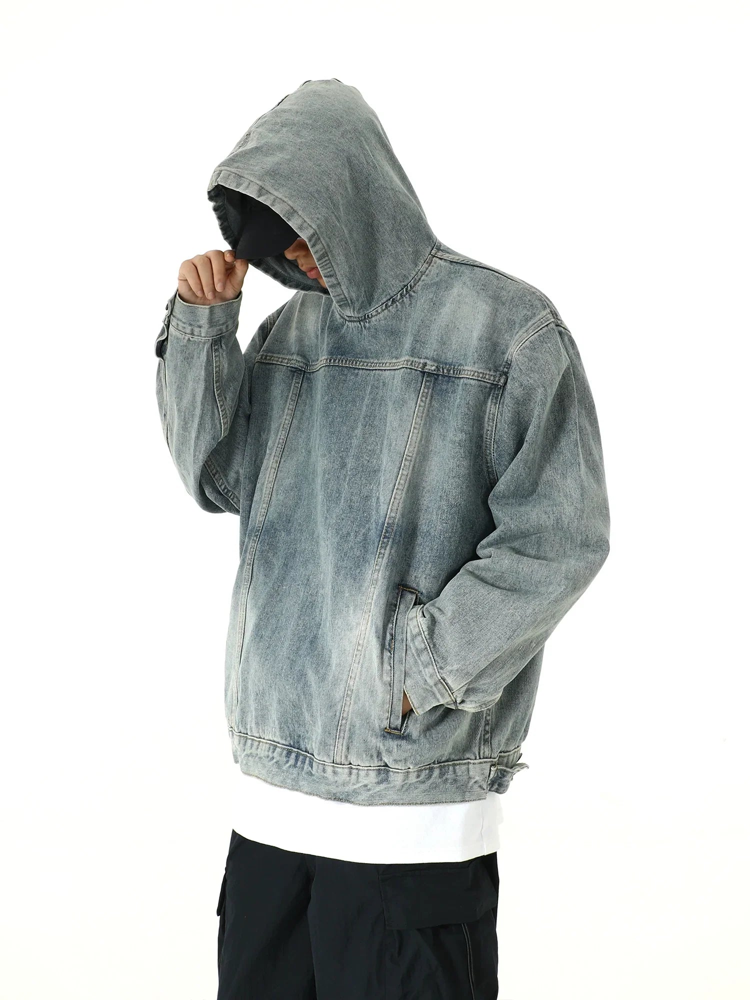 Oversize Washed Denim Hoodie