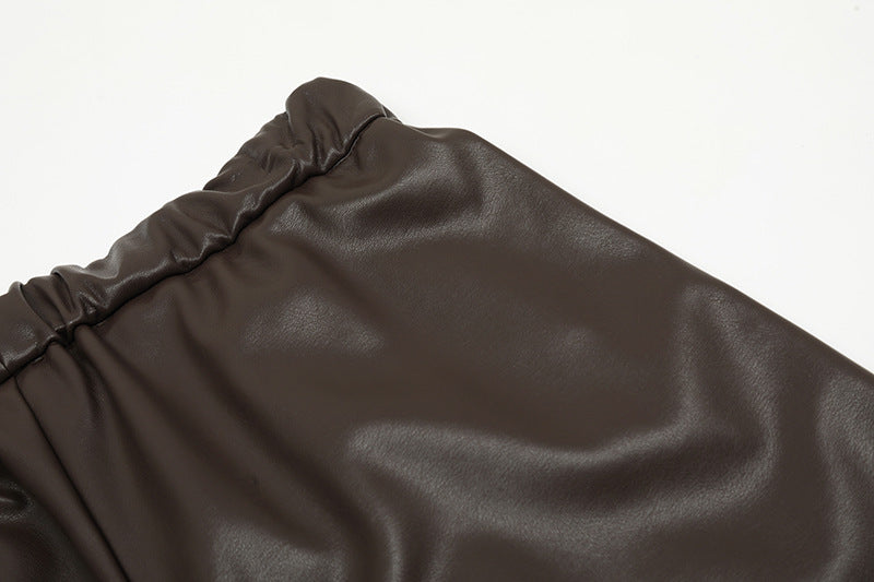 PU Leather With Drawstring Pants