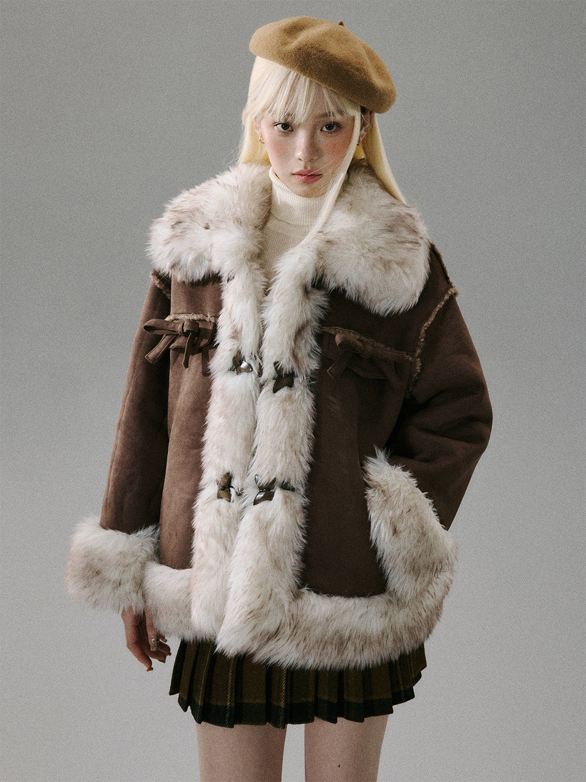 Bow Fur Thick Jacket