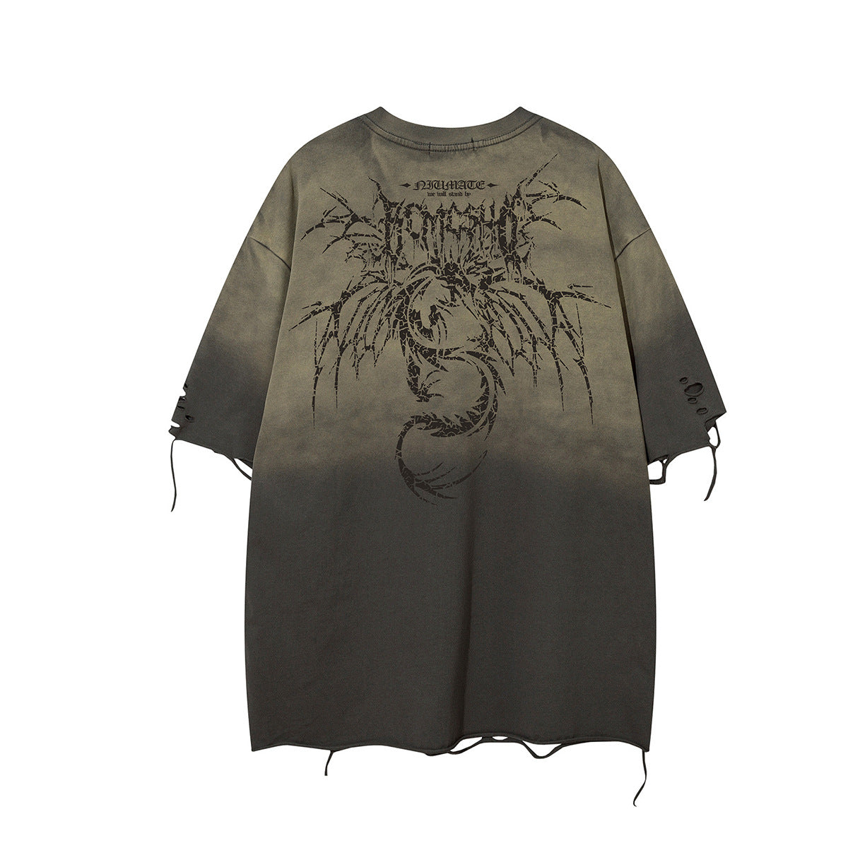 Gradient Wing Graphic Damage Short Sleeve T-Shirt