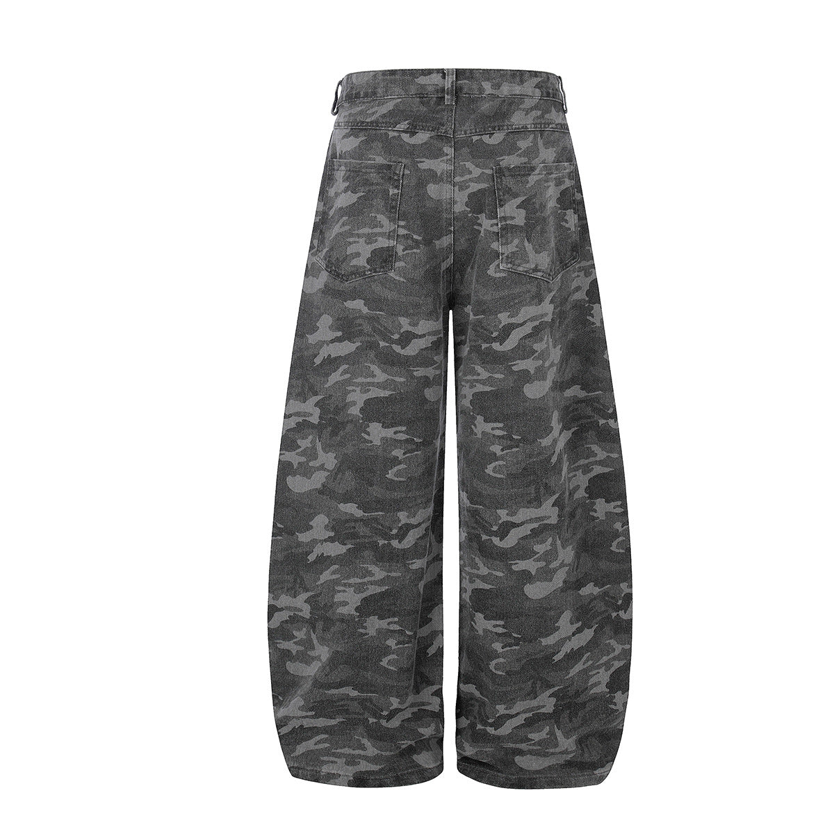 Camo Rivet Curved Wide Leg Denim Jeans